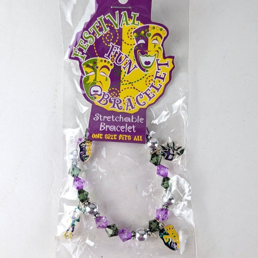NEW Mardi Gras Stretch Bracelet - Masks/Jester